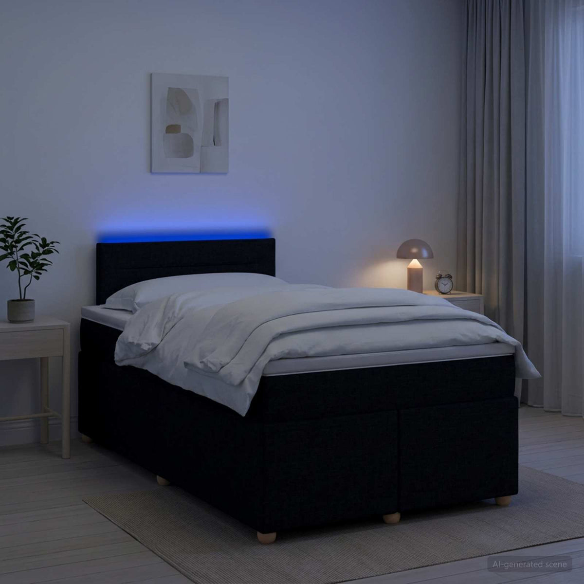 Lit boxspring avec matelas Noir 120 x 190 cm Tissu