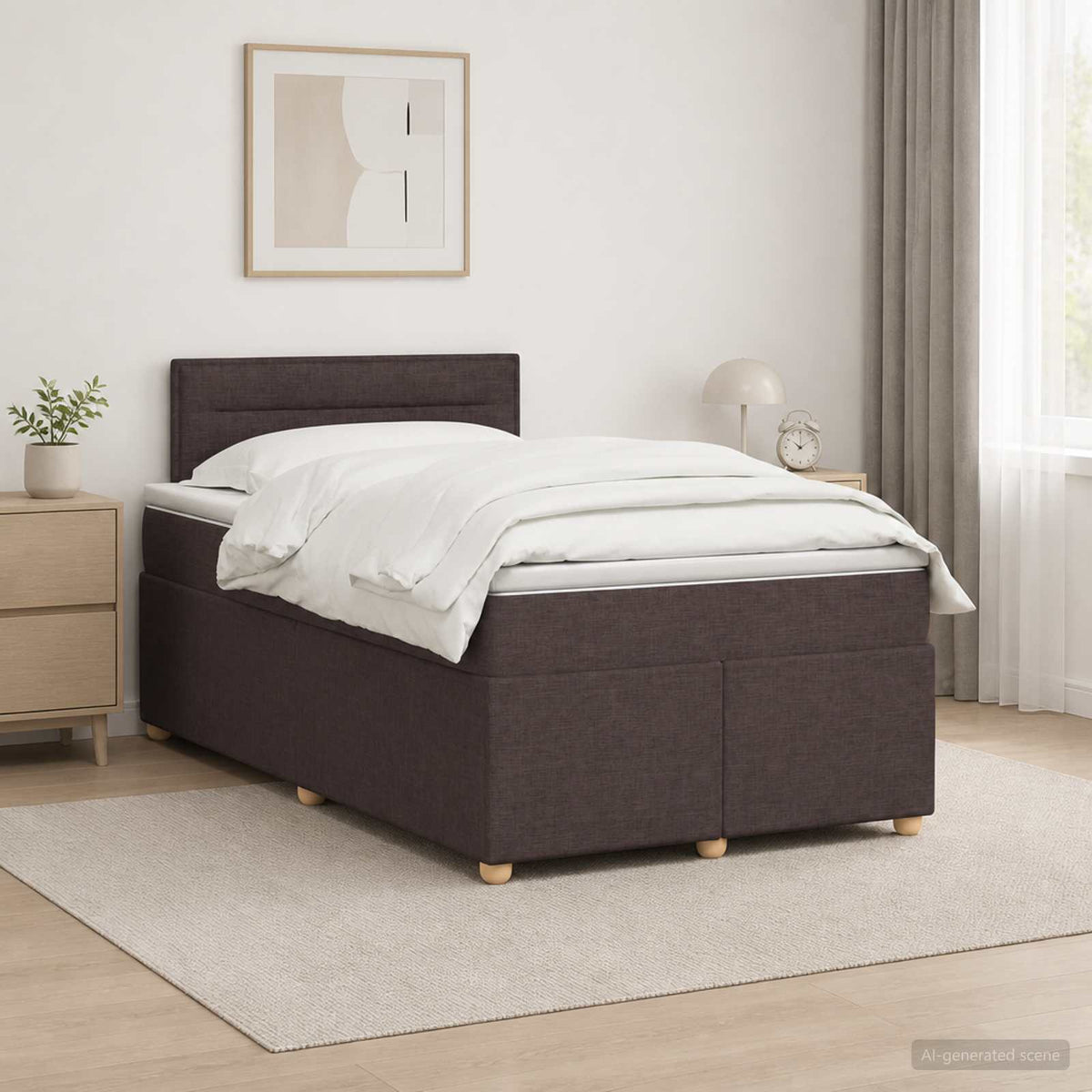Lit boxspring avec matelas Marron foncé 120 x 190 cm Tissu