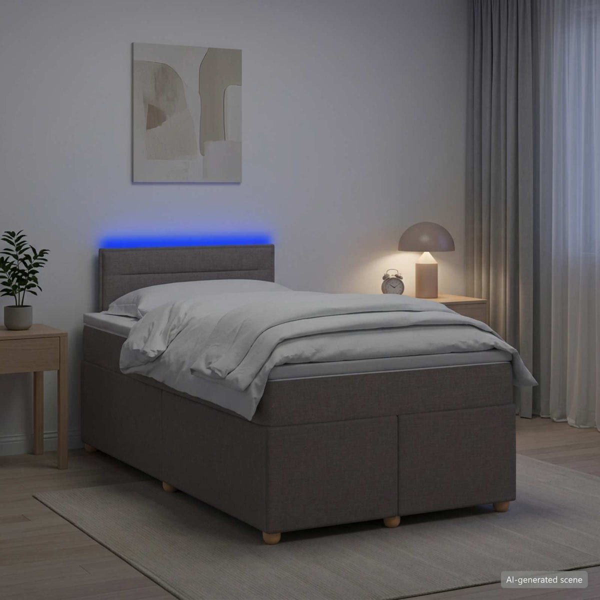 Lit boxspring avec matelas Taupe 120 x 190 cm Tissu