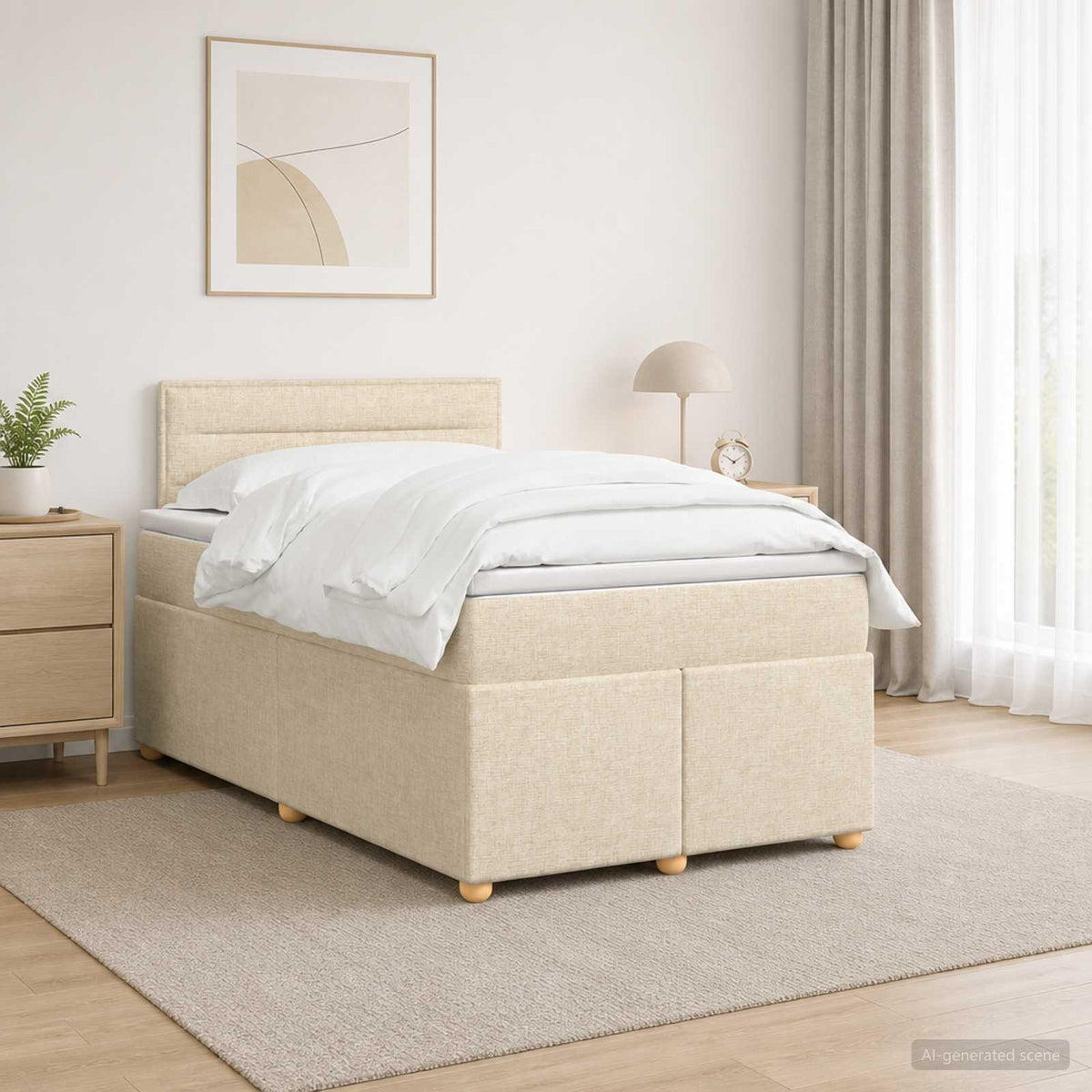Lit boxspring avec matelas Crème 120 x 190 cm Tissu