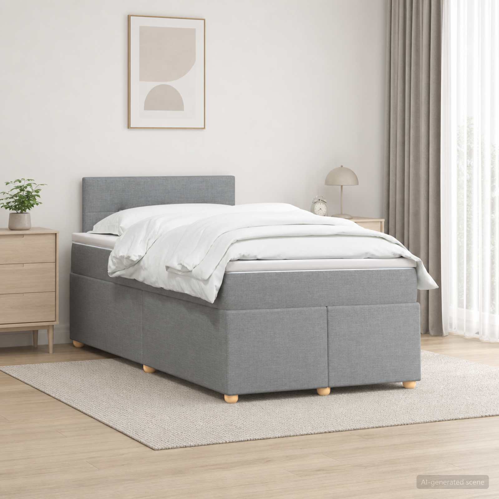 Lit boxspring avec matelas Gris clair 120 x 200 cm Tissu