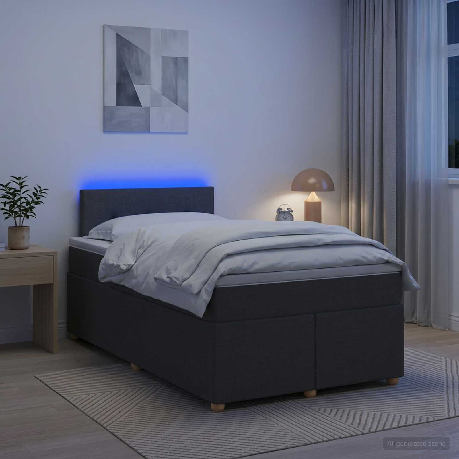 Lit boxspring avec matelas Gris foncé 120 x 190 cm Tissu