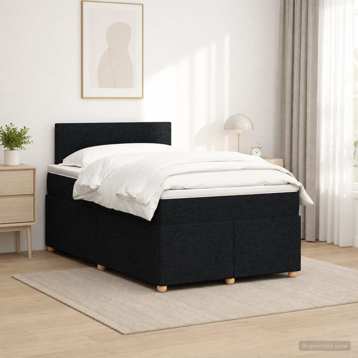 Lit boxspring avec matelas Noir 120 x 200 cm Tissu