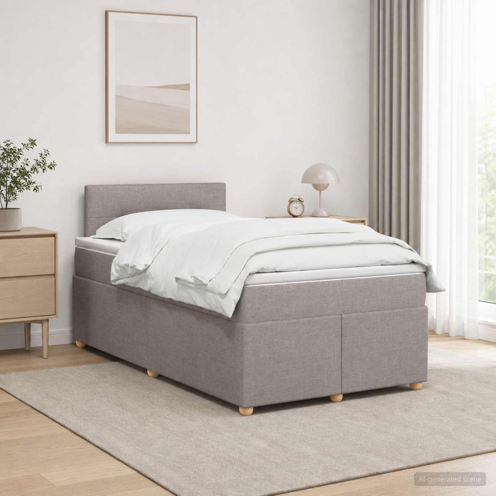 Lit boxspring avec matelas Taupe 120 x 190 cm Tissu