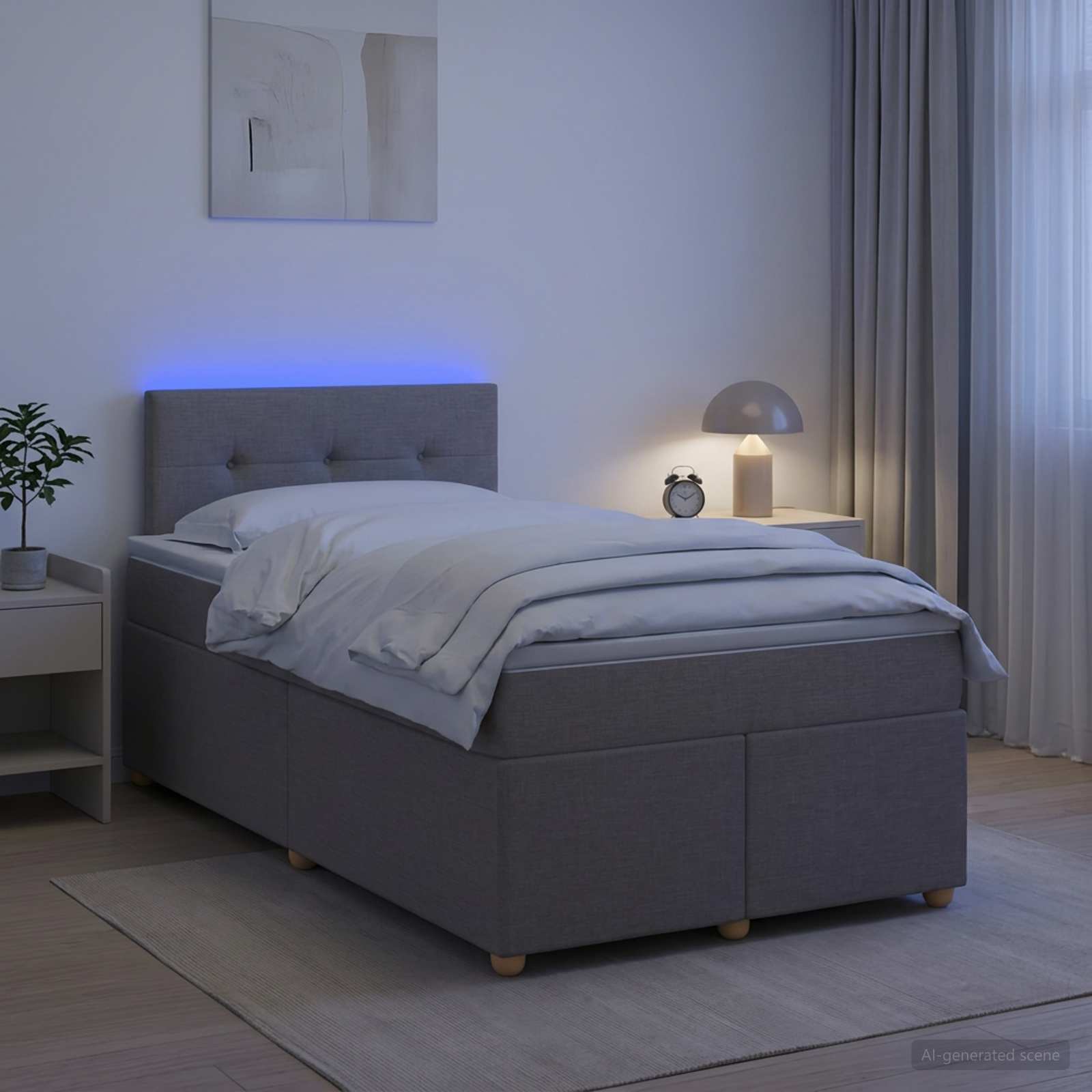 Lit boxspring avec matelas Taupe 120 x 190 cm Tissu