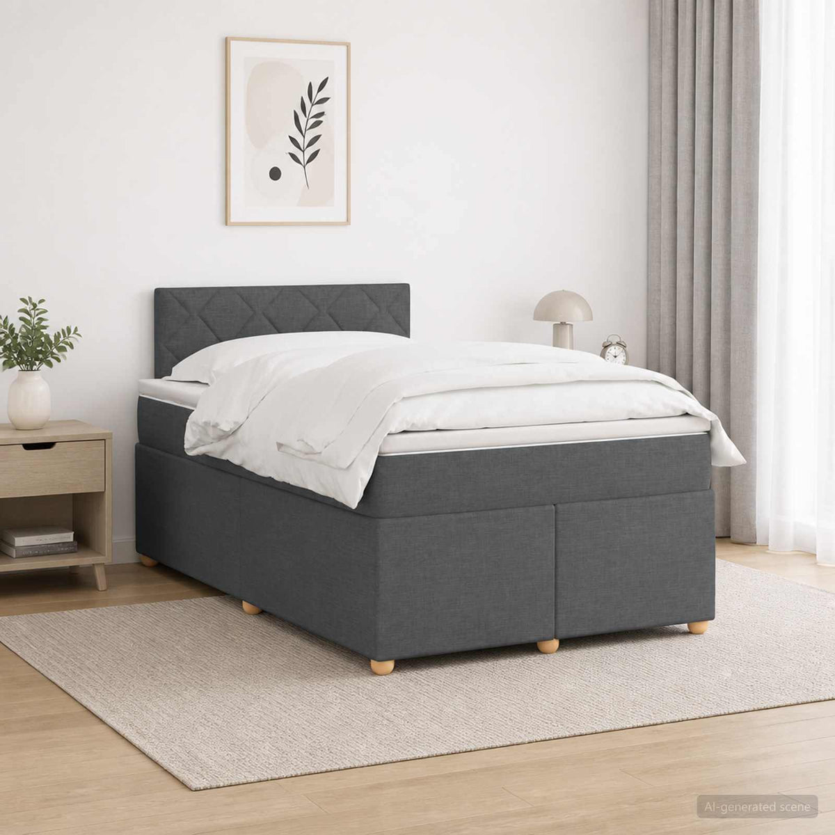 Lit boxspring avec matelas Gris foncé 120 x 190 cm Tissu