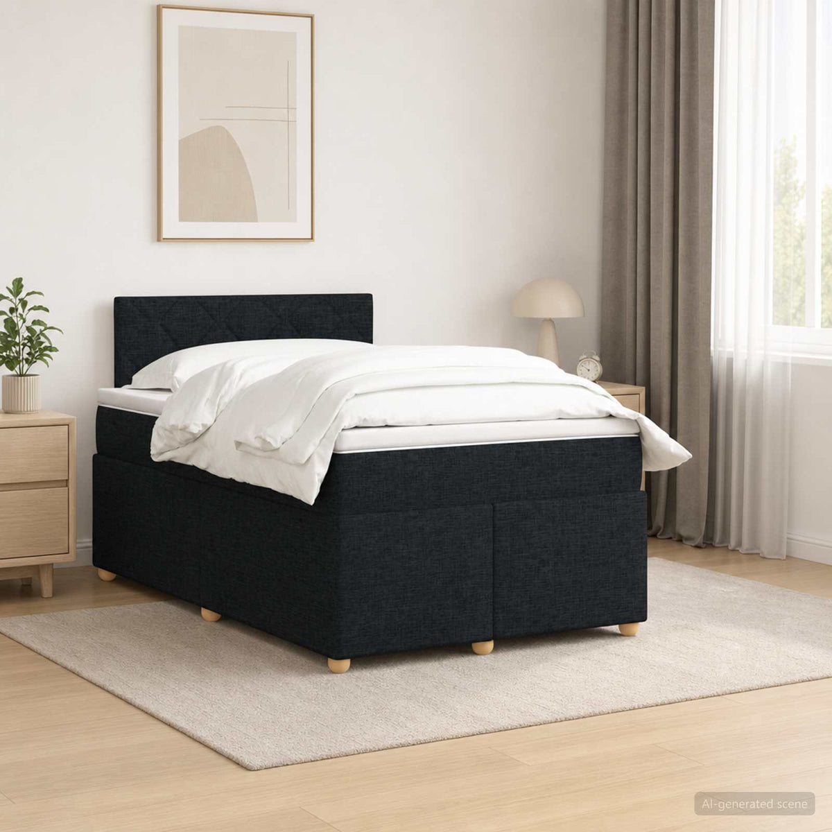 Lit boxspring avec matelas Noir 120 x 190 cm Tissu