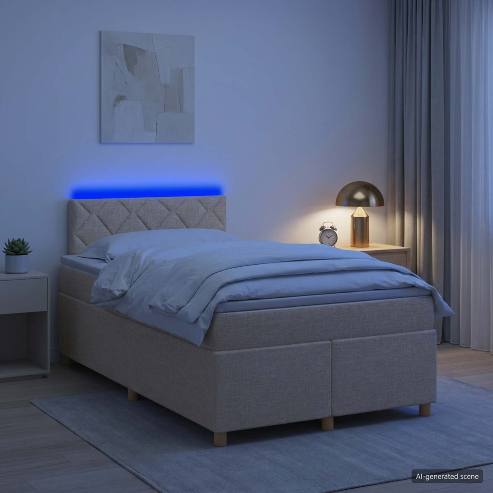 Lit boxspring avec matelas Crème 120 x 190 cm Tissu