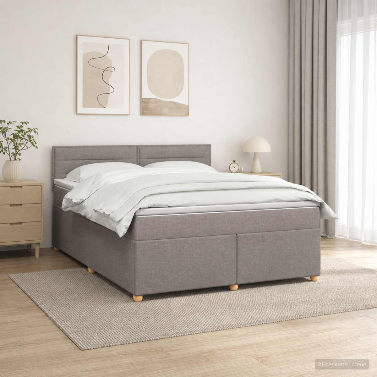Lit boxspring avec matelas Taupe 140 x 200 cm Tissu