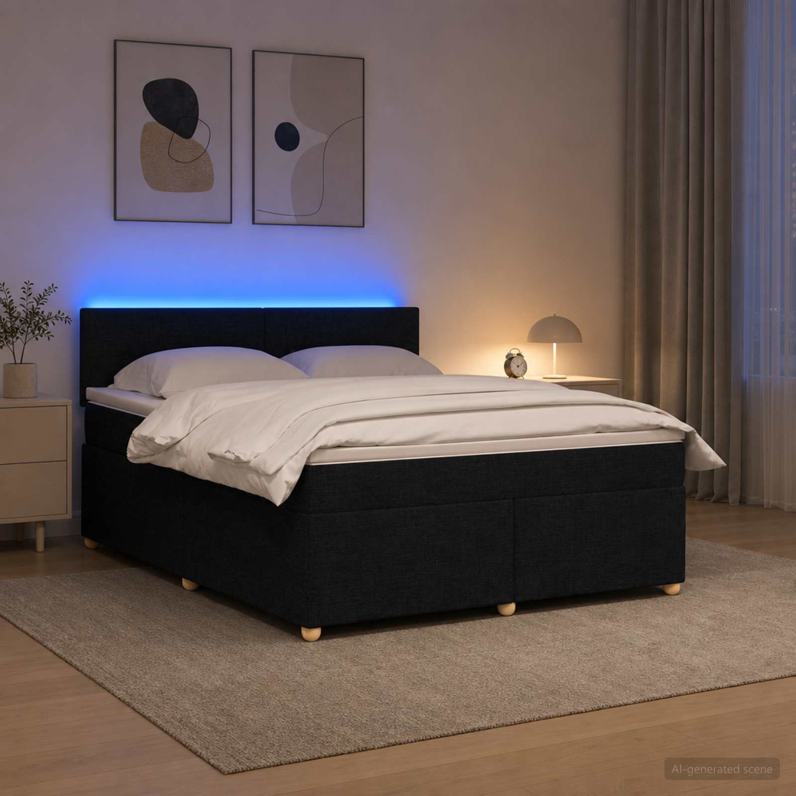 Lit boxspring avec matelas Noir 140 x 190 cm Tissu