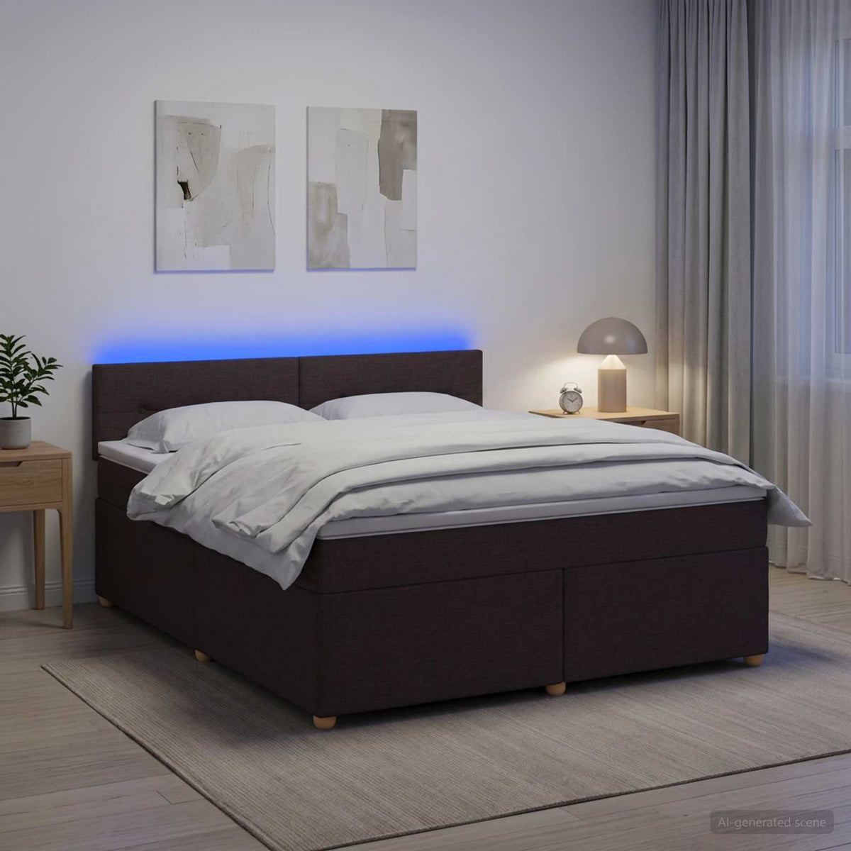 Lit boxspring avec matelas Marron foncé 140 x 190 cm Tissu