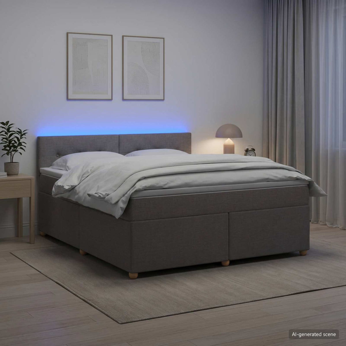 Lit boxspring avec matelas Taupe 140 x 200 cm Tissu