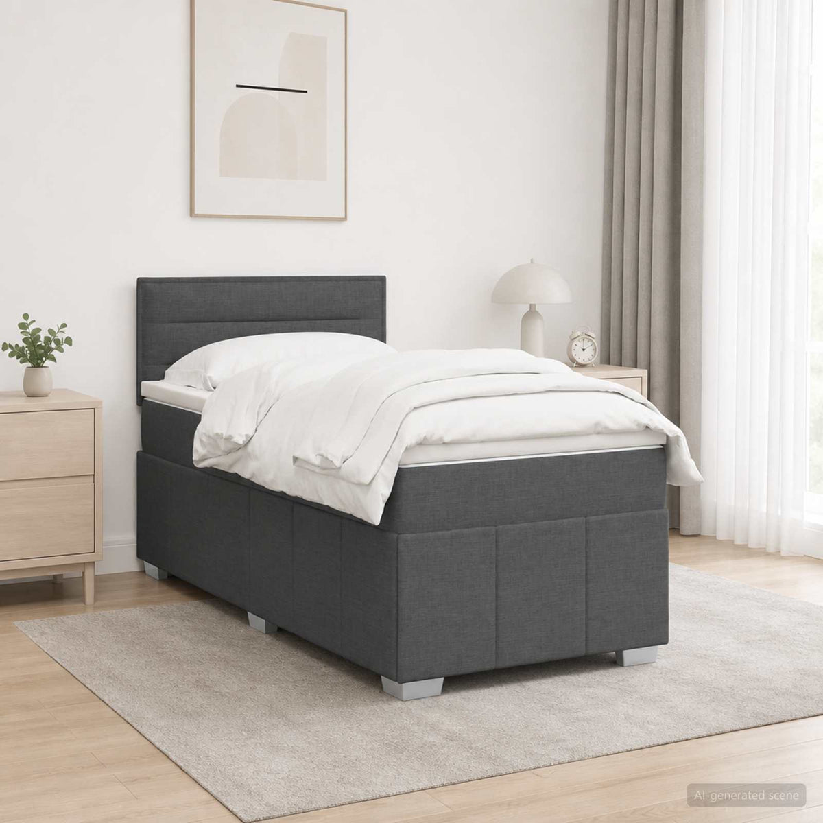 Lit de box spring avec matelas et LED Gris foncé 90 x 190 cm