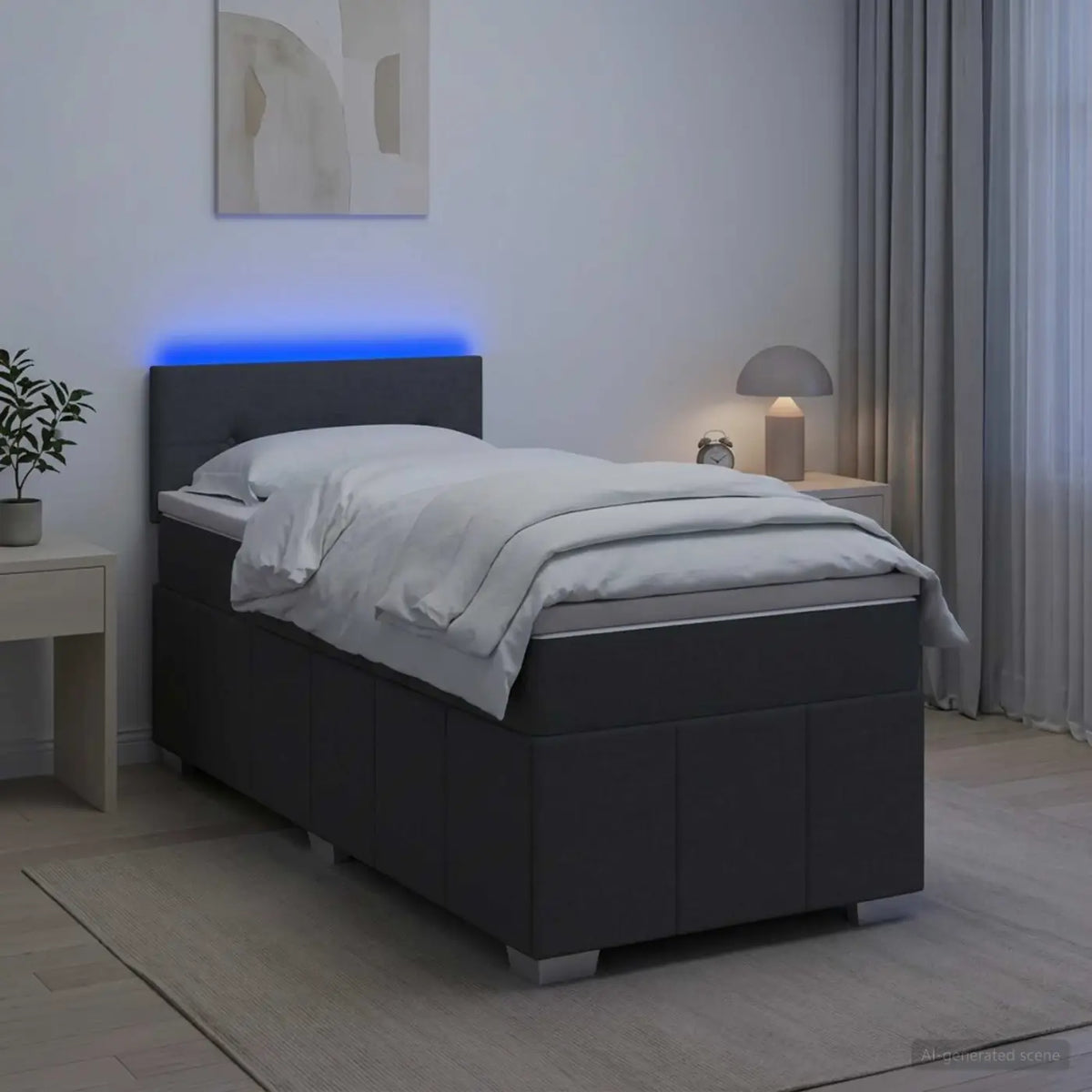 Lit boxspring avec matelas Gris foncé 90 x 200 cm Tissu - XIOS