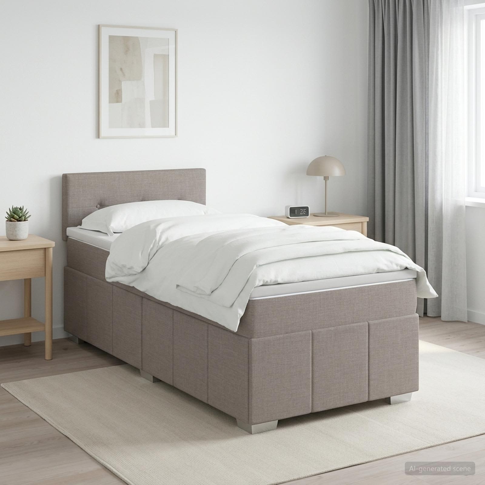 Lit boxspring avec matelas Taupe 100 x 200 cm Tissu