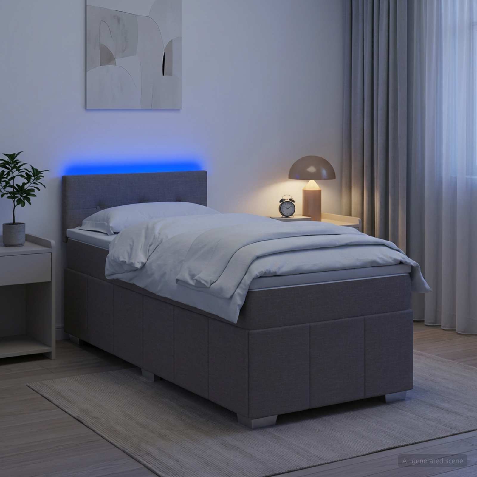 Lit boxspring avec matelas Taupe 100 x 200 cm Tissu