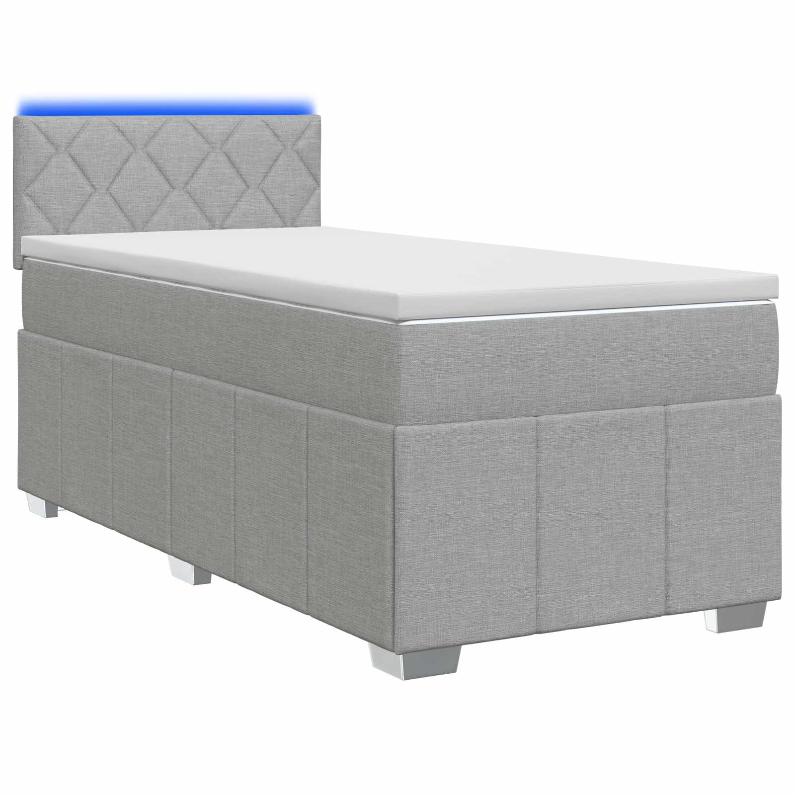 Lit boxspring avec matelas Gris clair 80 x 200 cm Tissu - XIOS