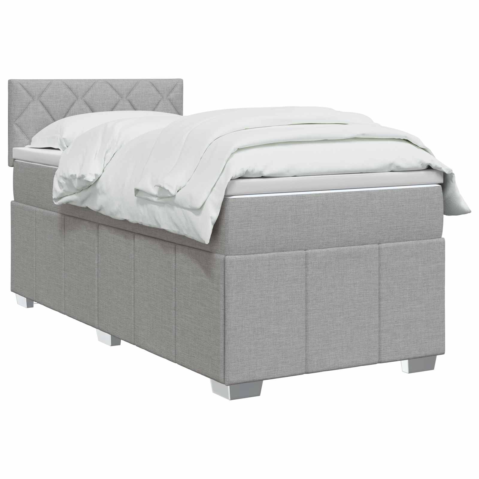 Lit boxspring avec matelas Gris clair 80 x 200 cm Tissu - XIOS