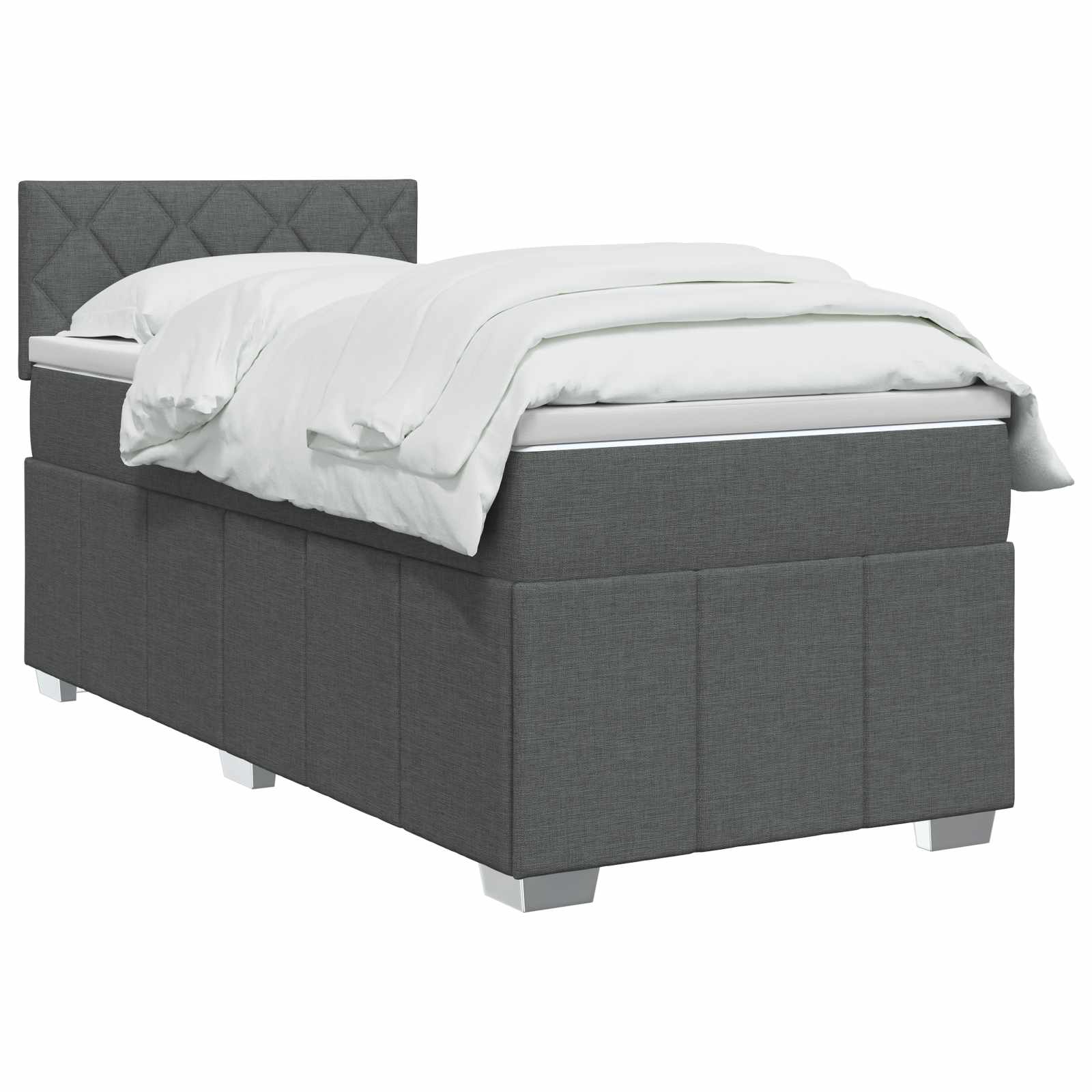 Lit boxspring avec matelas Gris foncé 80 x 200 cm Tissu - XIOS