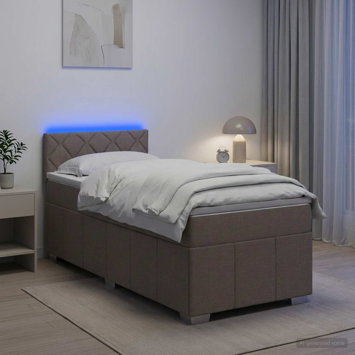 Lit boxspring avec matelas Taupe 100 x 200 cm Tissu