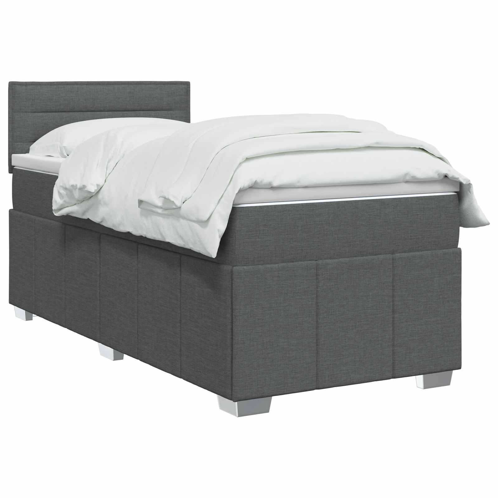 Lit boxspring avec matelas Gris foncé 90 x 190 cm Tissu - XIOS