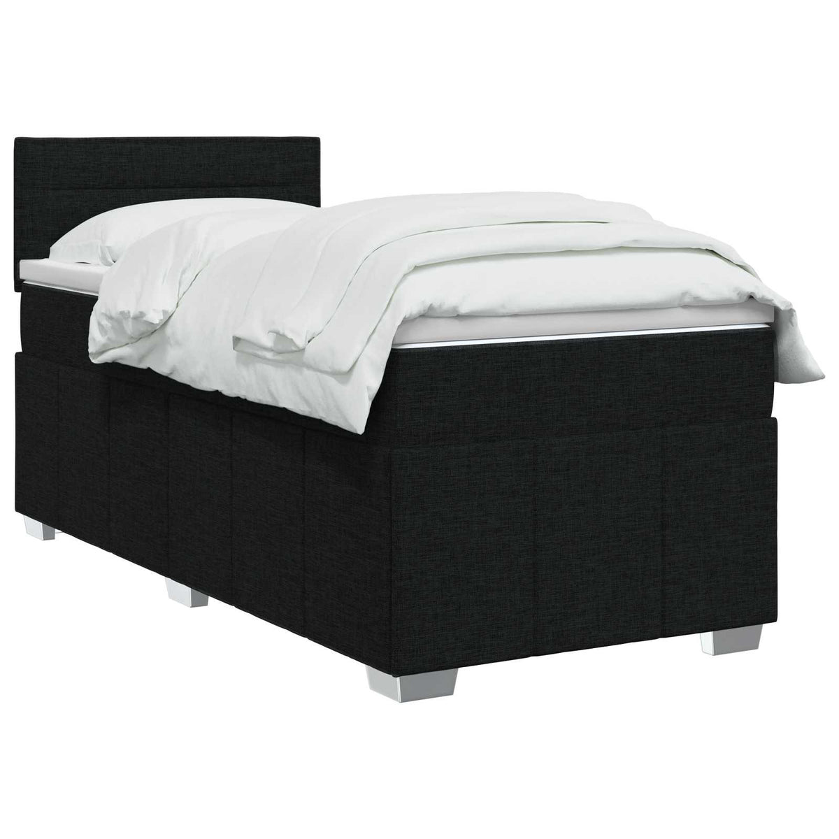 Lit boxspring avec matelas Noir 90 x 200 cm Tissu