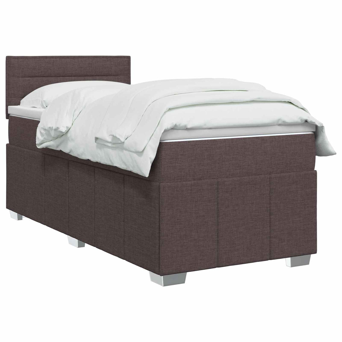 Lit boxspring avec matelas Marron foncé 90 x 200 cm Tissu
