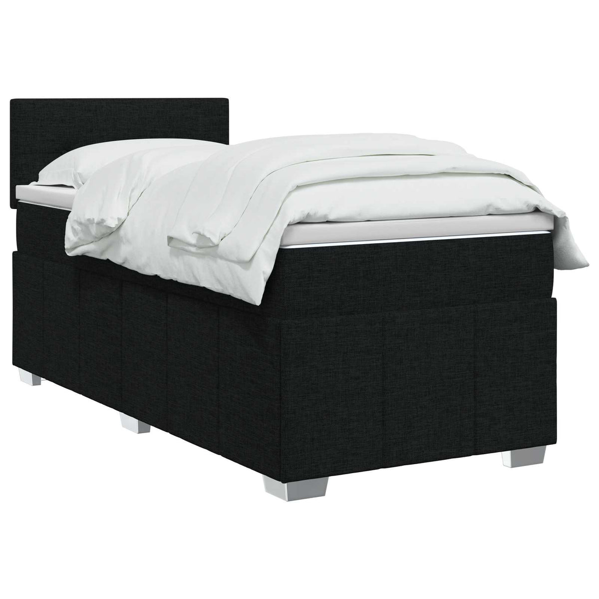 Lit boxspring avec matelas Noir 90 x 200 cm Tissu