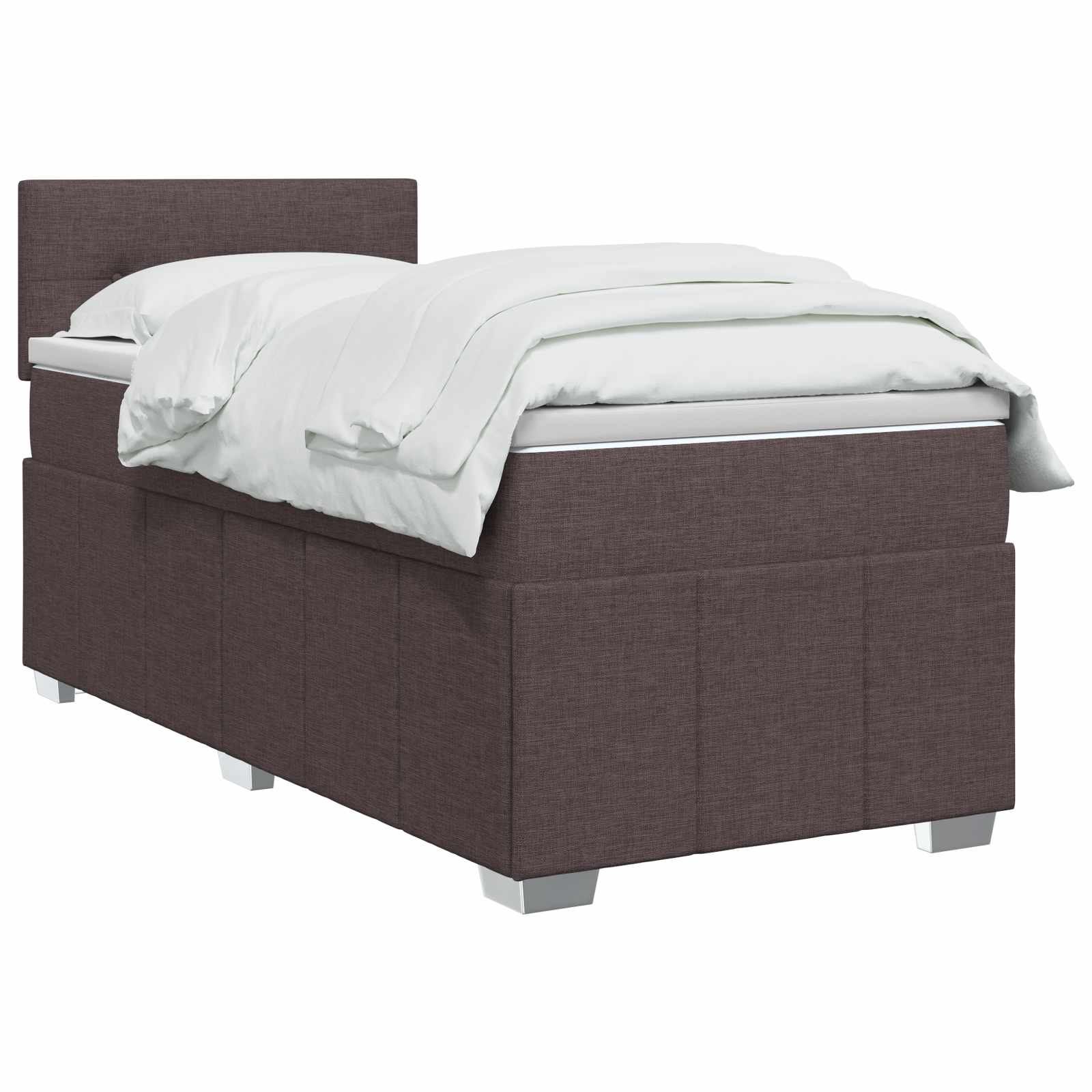 Lit boxspring avec matelas Marron foncé 90 x 200 cm Tissu - XIOS