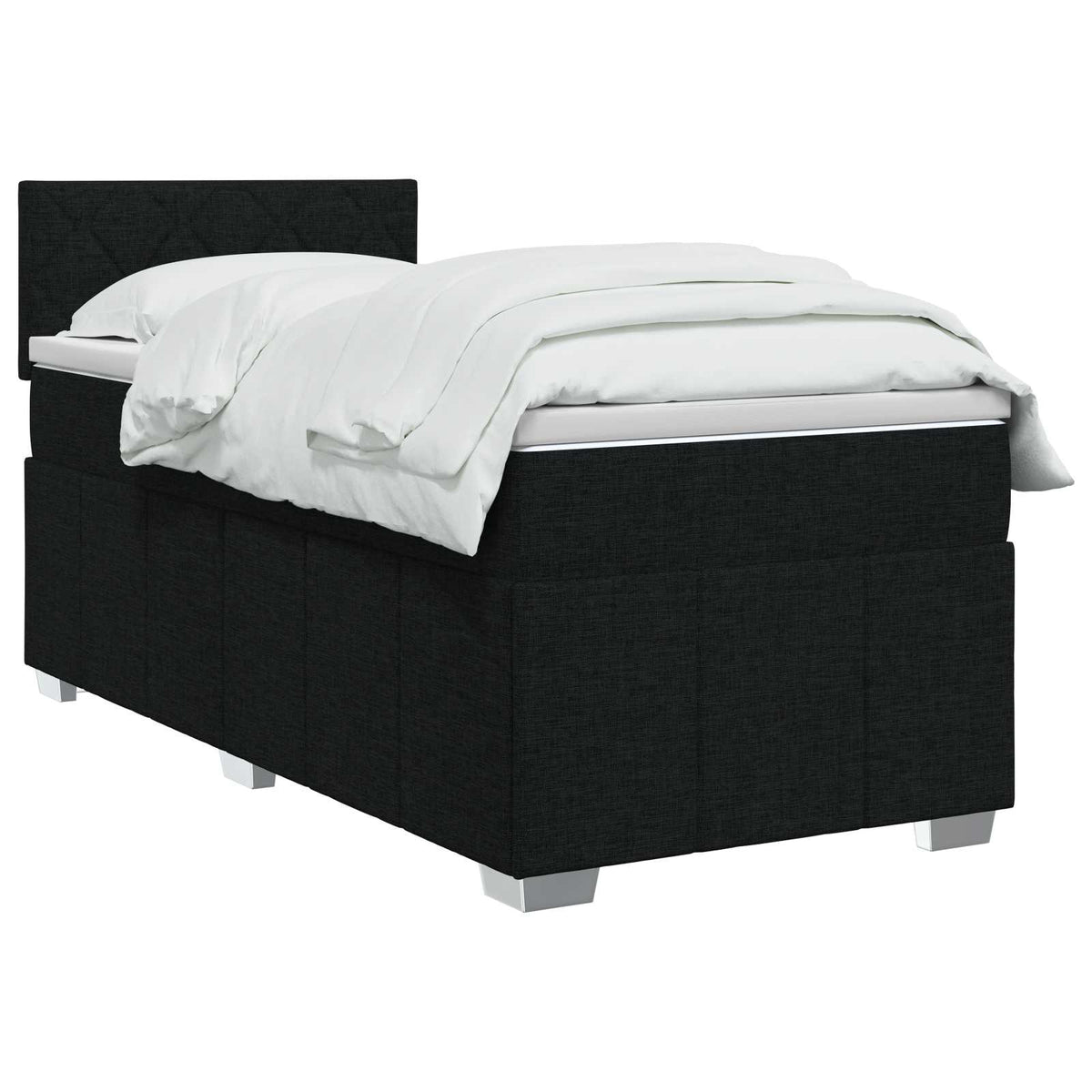 Lit boxspring avec matelas Noir 90 x 200 cm Tissu