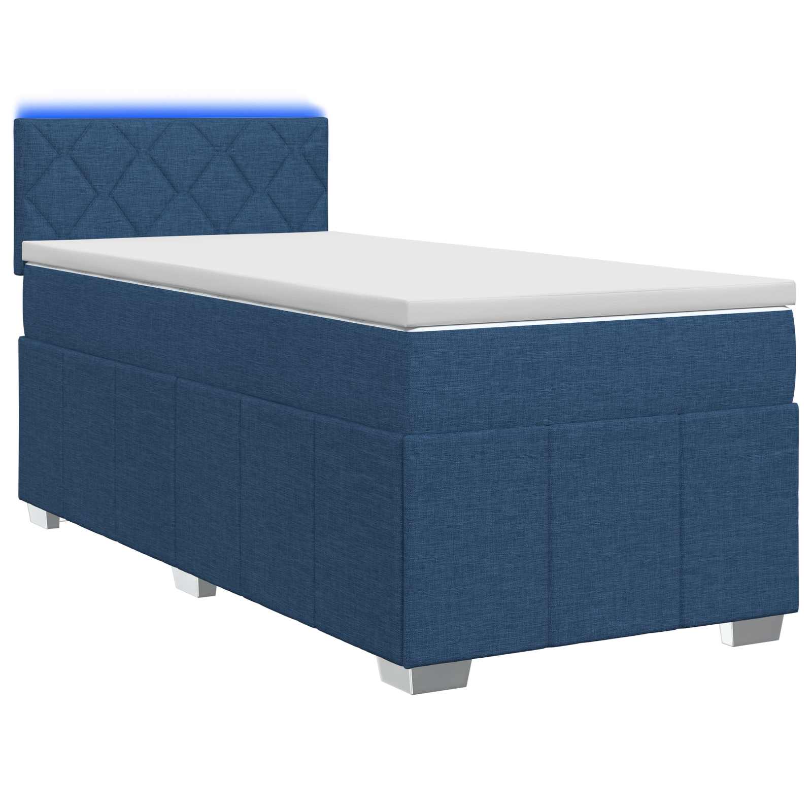 Lit boxspring avec matelas Bleu 90 x 200 cm Tissu - XIOS