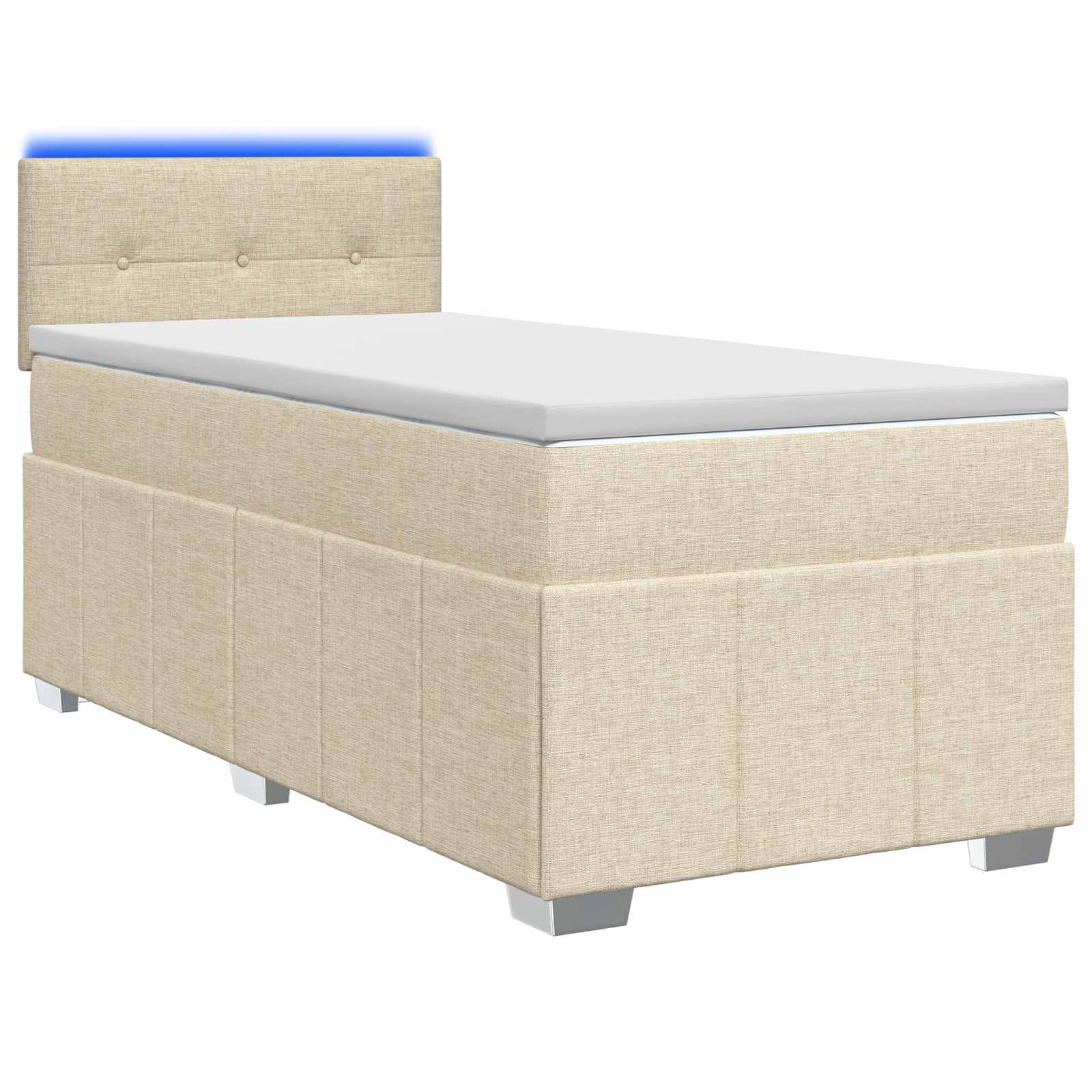 Lit boxspring avec matelas Crème 100 x 200 cm Tissu