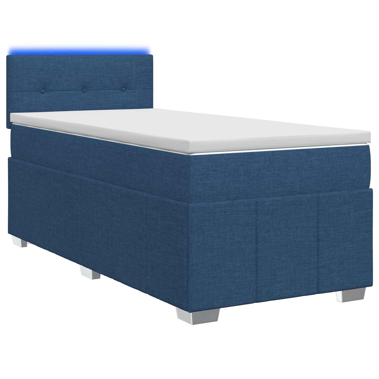 Lit boxspring avec matelas Bleu 100 x 200 cm Tissu