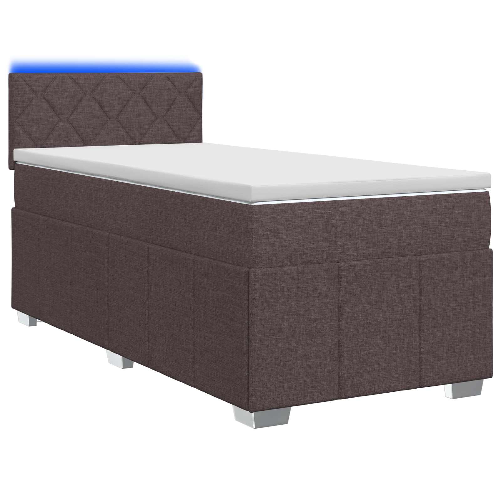 Lit boxspring avec matelas Marron foncé 100 x 200 cm Tissu - XIOS