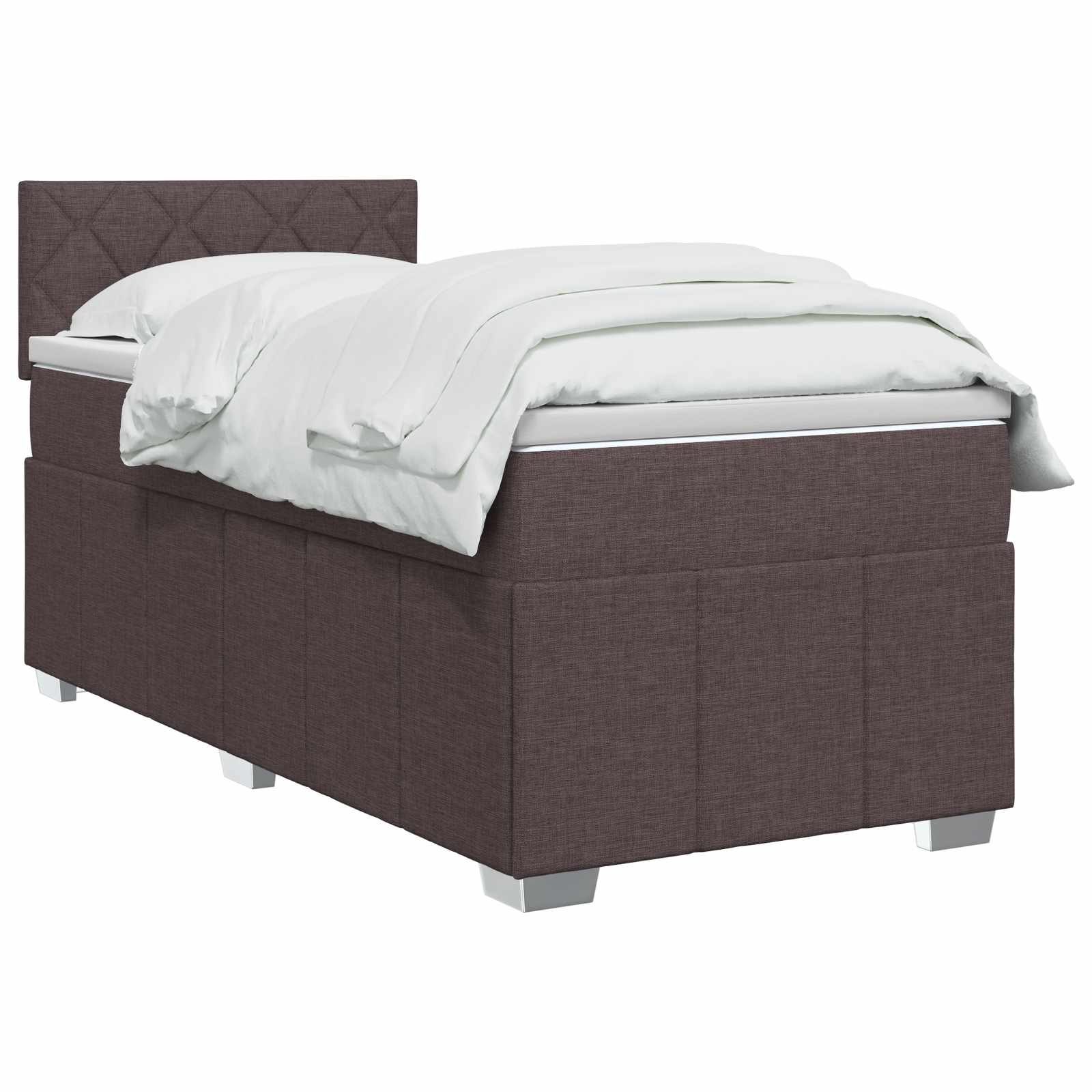 Lit boxspring avec matelas Marron foncé 100 x 200 cm Tissu - XIOS