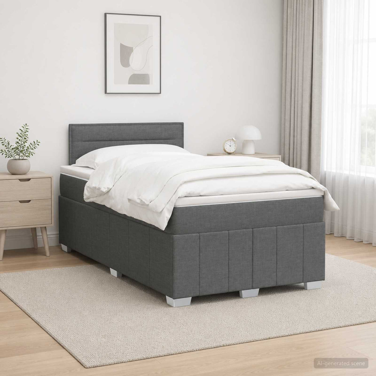 Lit boxspring avec matelas Gris foncé 120 x 190 cm Tissu