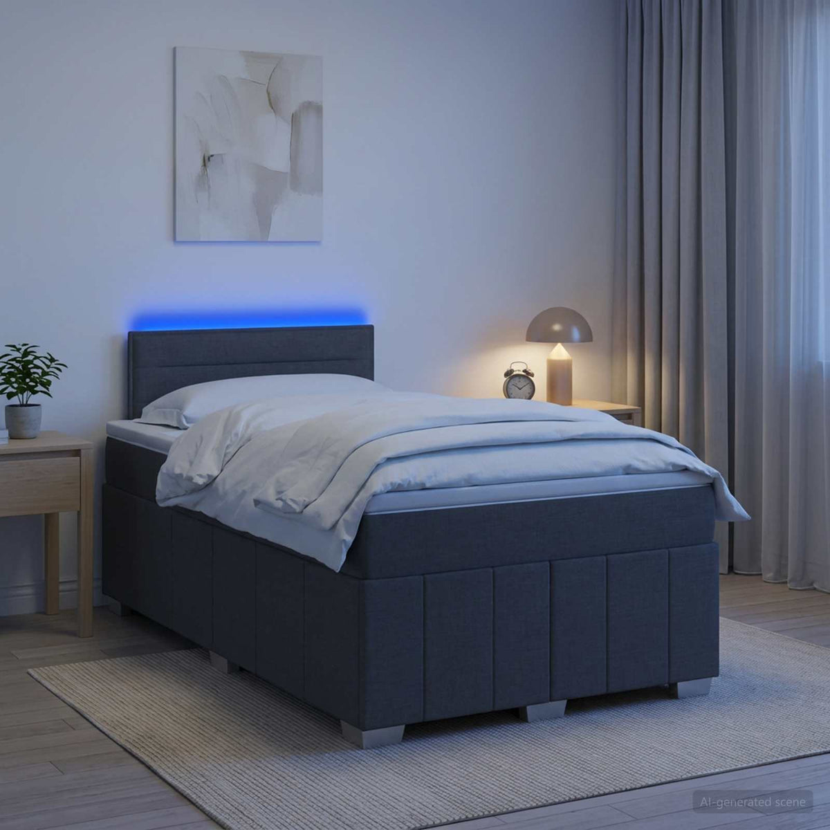 Lit boxspring avec matelas Gris foncé 120 x 190 cm Tissu