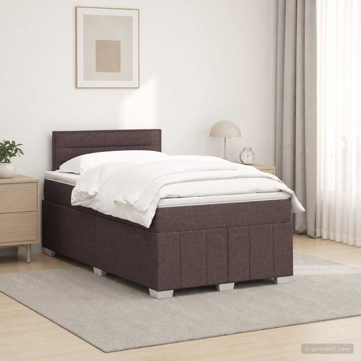 Lit boxspring avec matelas Marron foncé 120 x 190 cm Tissu