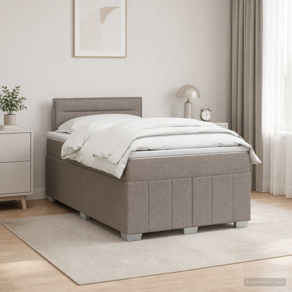 Lit boxspring avec matelas Taupe 120 x 190 cm Tissu