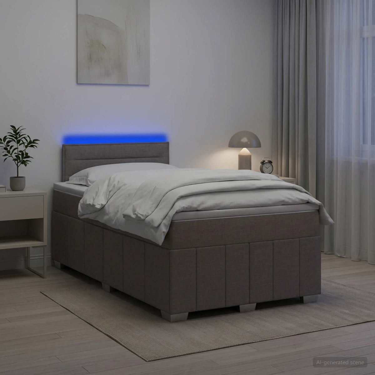 Lit boxspring avec matelas Taupe 120 x 190 cm Tissu