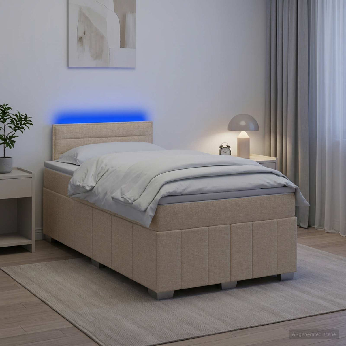 Lit boxspring avec matelas Crème 120 x 190 cm Tissu