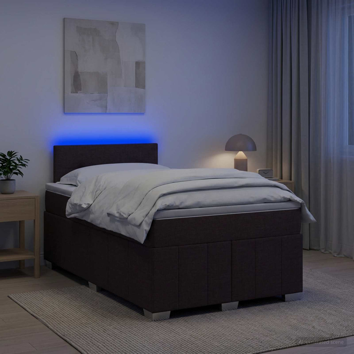 Lit boxspring avec matelas Marron foncé 120 x 190 cm Tissu