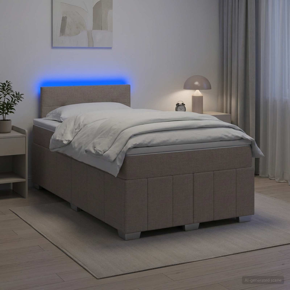 Lit boxspring avec matelas Taupe 120 x 190 cm Tissu