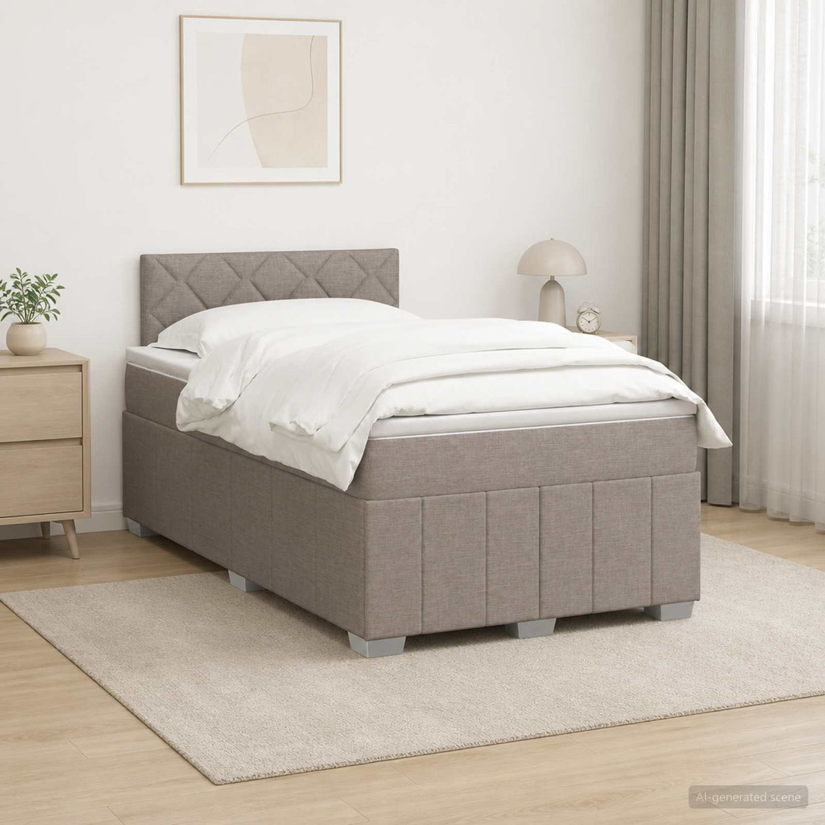 Lit boxspring avec matelas Taupe 120 x 200 cm Tissu