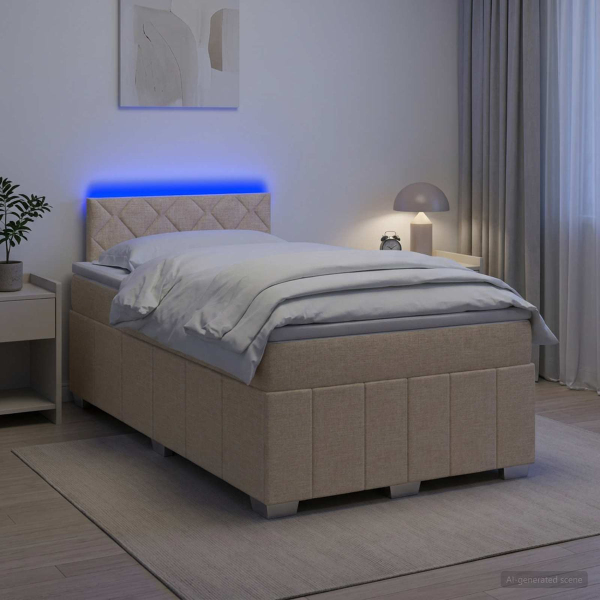 Lit boxspring avec matelas Crème 120 x 200 cm Tissu