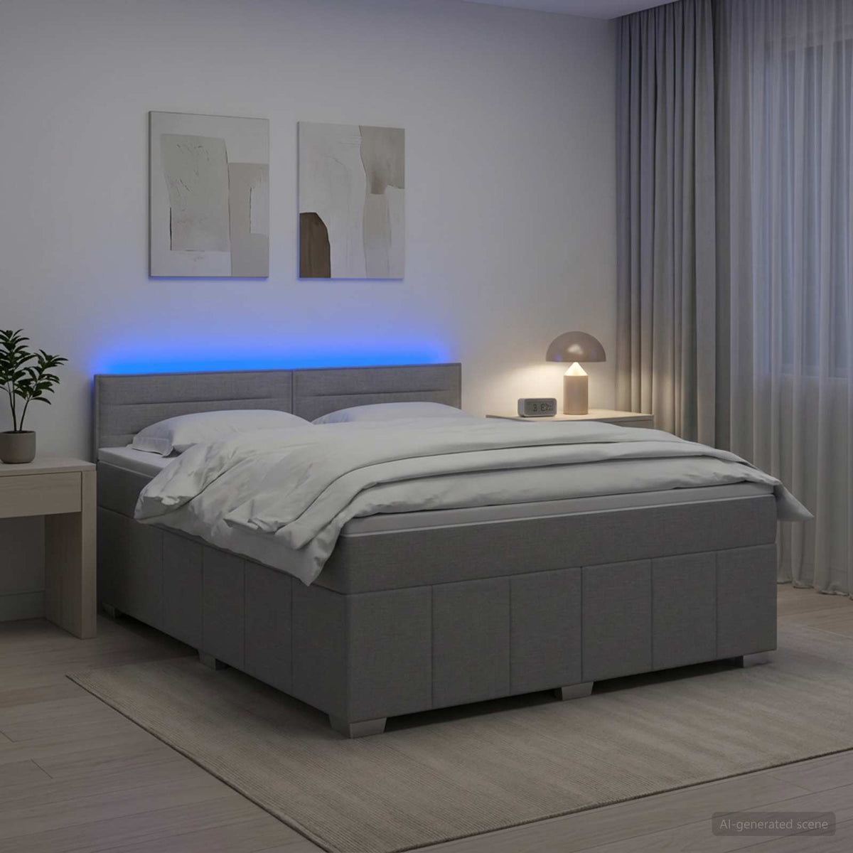 Lit boxspring avec matelas Gris clair 140 x 190 cm Tissu