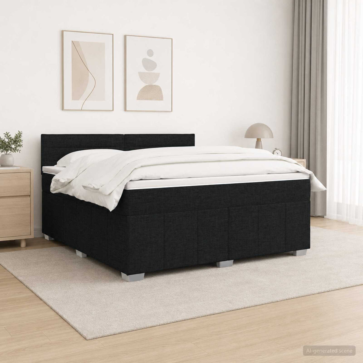 Lit boxspring avec matelas Noir 140 x 200 cm Tissu