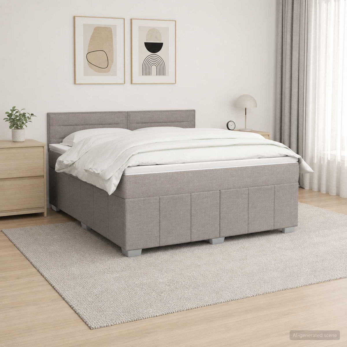 Lit boxspring avec matelas Taupe 140 x 200 cm Tissu