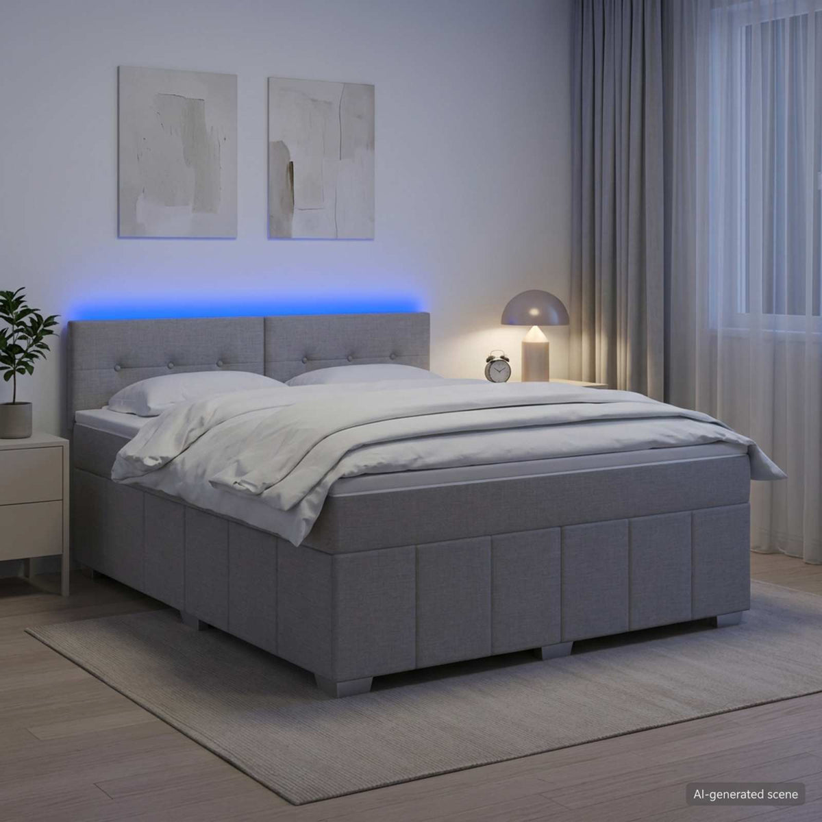 Lit boxspring avec matelas Gris clair 140 x 190 cm Tissu