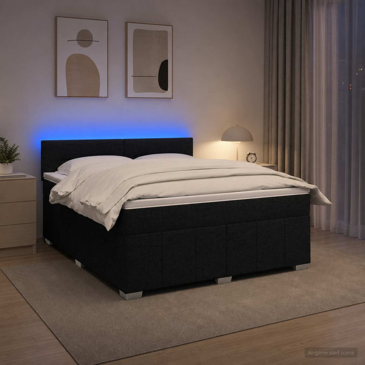 Lit boxspring avec matelas Noir 140 x 200 cm Tissu